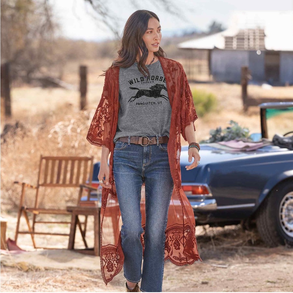 SUNDANCE: NWOT Terracotta Embroidered Duster